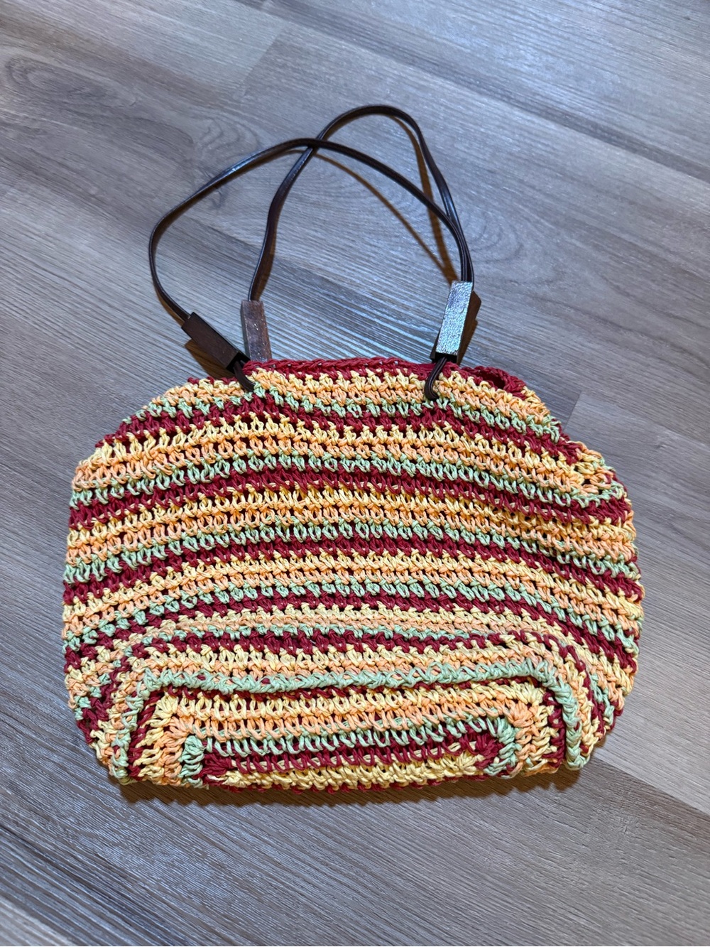 Handwoven Multi-Color Straw Crochet Shoulder Bag